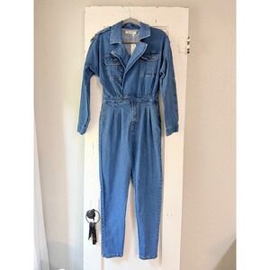 Mebon by Machine Jeans Women Medium Wash Denim Utility Jumpsuit Size M New